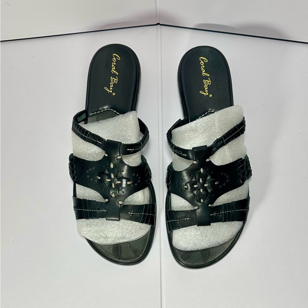 🦇EUC🦇CORAL BAY Black Slide Sandals